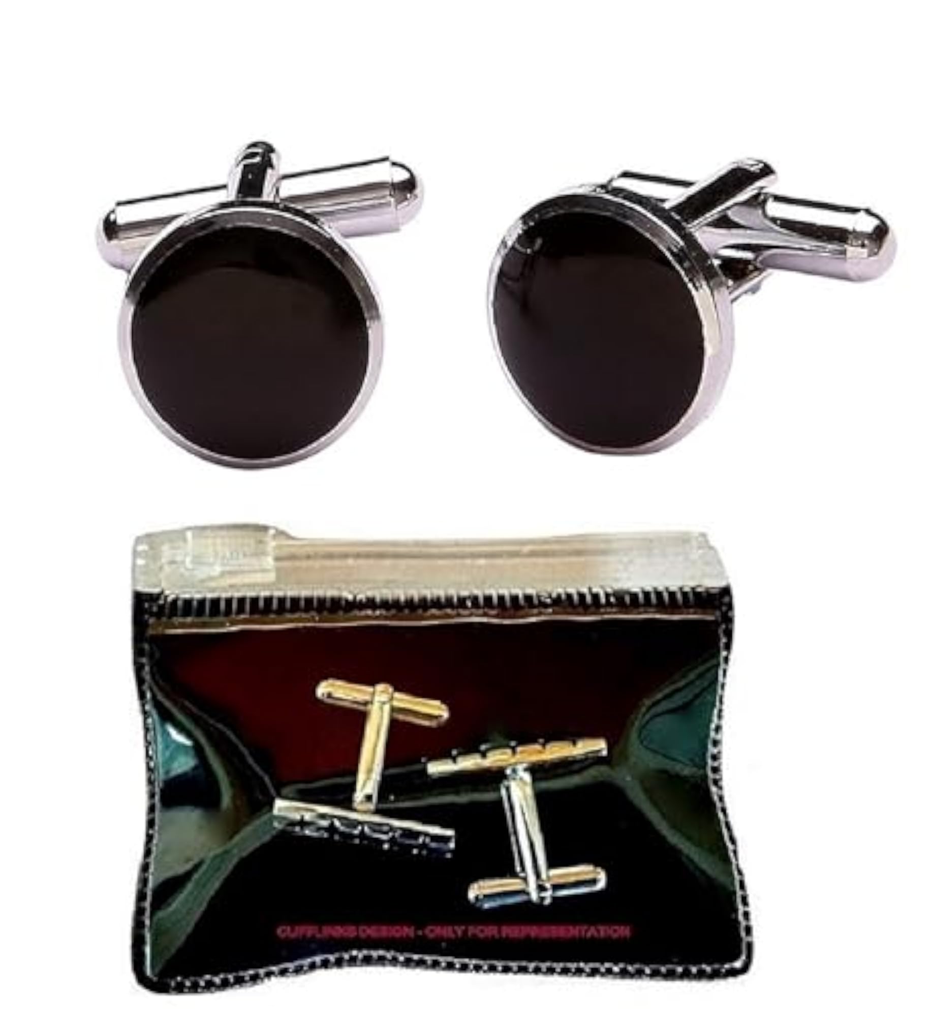 Men's Black Brass Cufflinks, Durable & Stylish Accessory